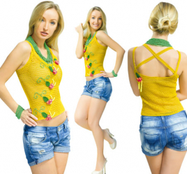 Top light brown with straps and hem