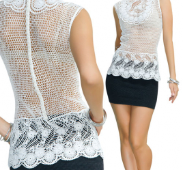 White blouse with a yoke and a border of Irish lace 